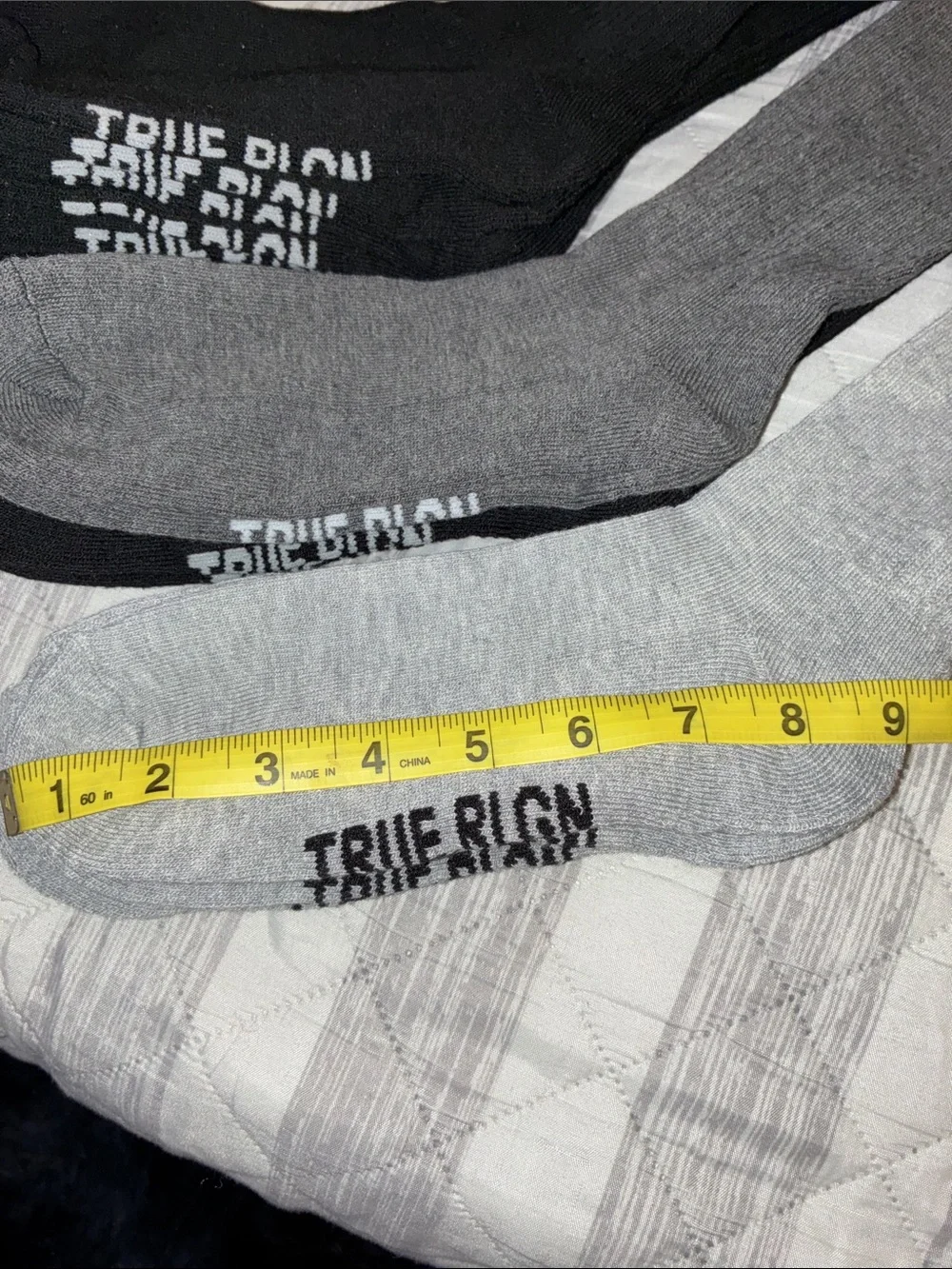 Men's Crew Socks - Black, Dark Gray & Light Gray -7 pairs true religion M/L